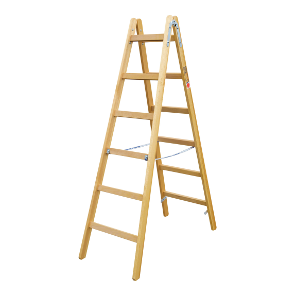 Iller Holz Stehleiter Classic mit Eimerhaken 2x9 Sprossen-Beschreibung lesen