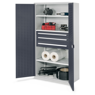 Schwerlastschrank ohne Mitteltrennwand 1950x1000x600mm mit Schlitzplattentüren-Beschreibung lesen