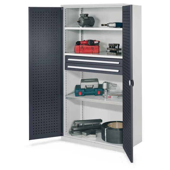 Robuster Schrank ohne Mitteltrennwand 1950x1000x600mm mit Lochplattentüren-Beschreibung lesen