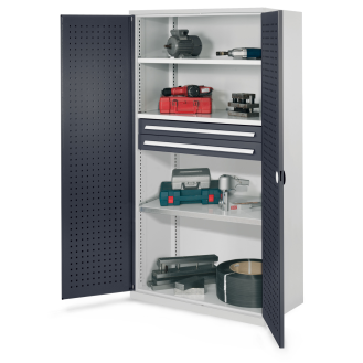 Robuster Schrank ohne Mitteltrennwand 1950x1000x600mm mit Lochplattentüren-Beschreibung lesen