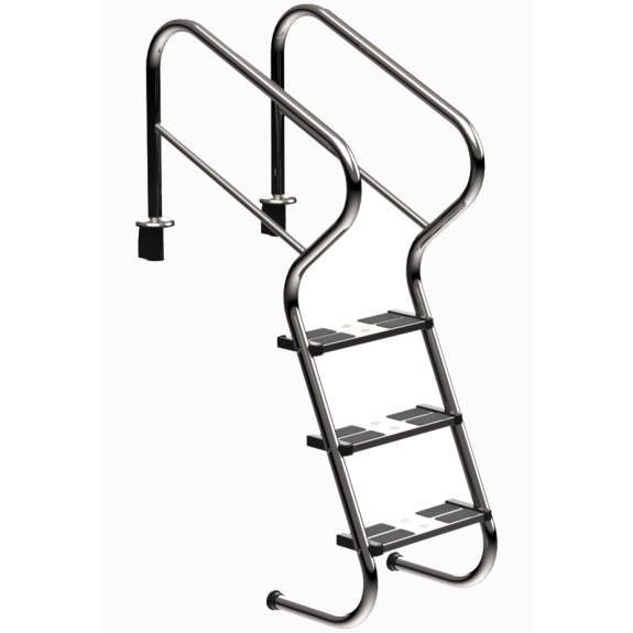 Eichenwald Poolleiter Modell 53 Treppenleiter mit Sicherheitsstufe Leiterlänge 1032mm 3 Stufen-Beschreibung lesen
