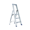 ASC Eurostairs Stufenstehleiter einseitig eloxiert mit Plattform 3 Stufen