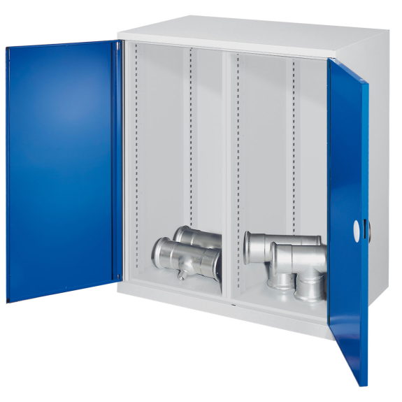 Kappes Schwerlast-Beistellschränke mit Mitteltrennwand 1110x1000x600mm Doppelwandtüren Modell 70 enzianblau-Beschreibung lesen
