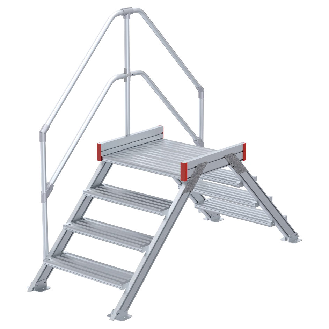 Euroline 512 Übergang 45° 600mm Stufenbreite 2x4 Stufen Alu gerieft-Beschreibung lesen