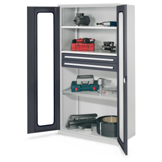 Robuster Schrank ohne Mitteltrennwand 1950x1000x600mm mit Sichtfenstertüren-Beschreibung lesen