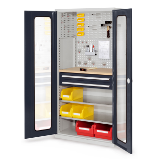 Schubladenschrank mit Sichtfenstertüren 1950x1000x600mm-Beschreibung lesen