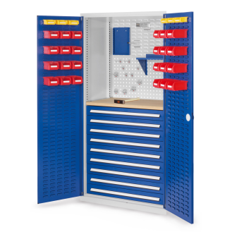 Kappes RasterPlan Schubladenschränke 1950x1000x600mm Schlitzplattentüren Modell 27 enzianblau-Beschreibung lesen