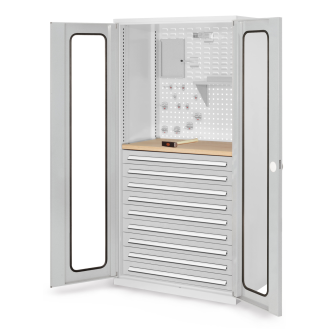 Kappes RasterPlan Schubladenschränke 1950x1000x600mm Sichtfenstertüren Modell 37 lichtgrau-Beschreibung lesen