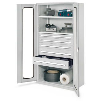 Schwerlastschrank ohne Mitteltrennwand mit Sichtfenstertüren 1950x1000x600mm-Beschreibung lesen