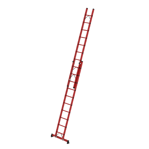 Munk Sprossen-Schiebeleiter 2-teilig GFK mit nivello-Traverse 2x10 Sprossen-Beschreibung lesen