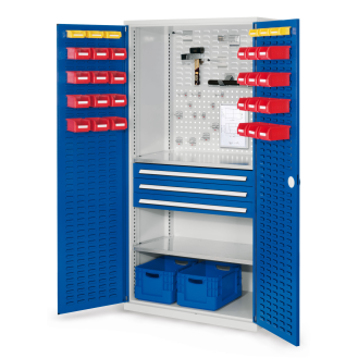 Kappes RasterPlan Schubladenschränke 1950x1000x600mm Schlitzplattentüren Modell 22 enzianblau-Beschreibung lesen