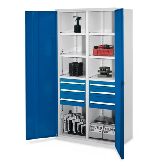 Kappes Schwerlastschränke mit Mitteltrennwand 1950x1000x600mm Vollblechtüren Modell 55 enzianblau-Beschreibung lesen