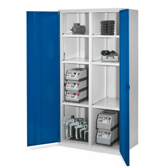 Kappes Schwerlastschränke mit Mitteltrennwand 1950x1000x600mm Vollblechtüren Modell 51 enzianblau-Beschreibung lesen