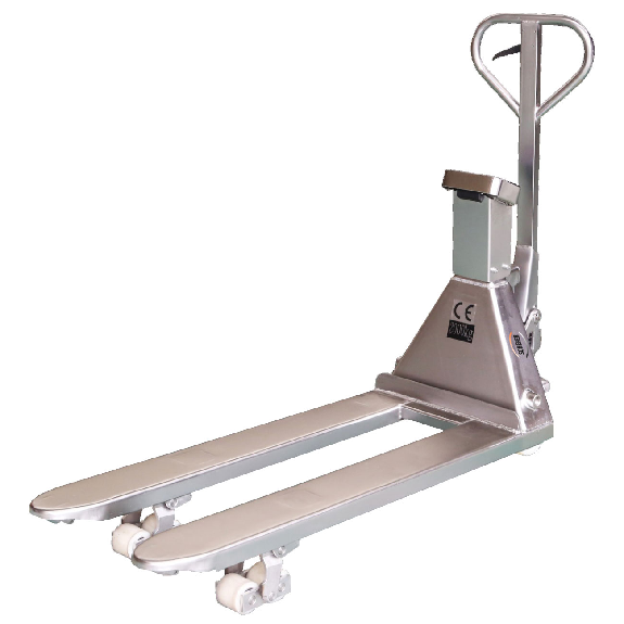Schefer Gabelhubwagen Premium Edelstahl mit integrierter Waage Tragkraft 2000kg-Beschreibung lesen