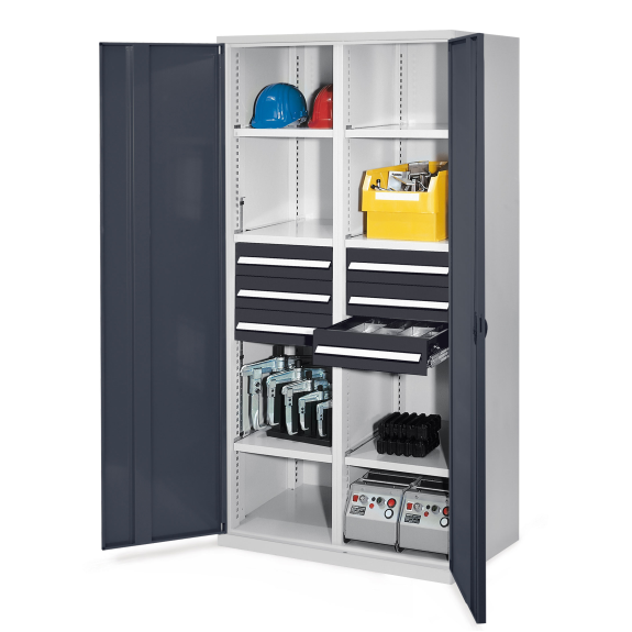 Kappes Schwerlastschränke mit Mitteltrennwand 1950x1000x600mm Vollblechtüren Modell 53 anthrazitgrau-Beschreibung lesen