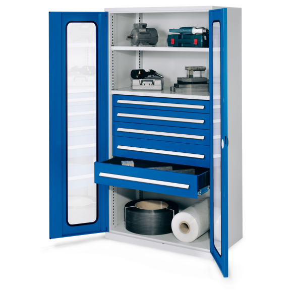 Robuster Schrank ohne Mitteltrennwand 1950x1000x600mm mit Sichtfenstertüren-Beschreibung lesen