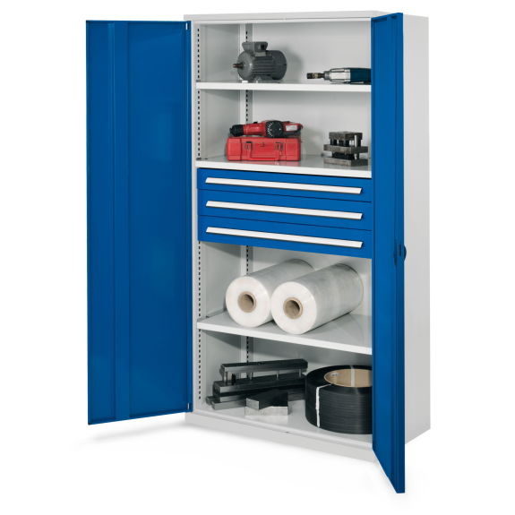 Kappes Schwerlastschränke ohne Mitteltrennwand 1950x1000x600mm Modell 43 Vollblechtüren enzianblau-Beschreibung lesen
