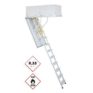Minka Bodentreppe Type 1 Passiv Plus brandhemmend U-Wert 0,19 W/m2K Deckenöffnung 120x70cm mit ISO-OD Raumhöhe bis 270cm-Beschreibung lesen