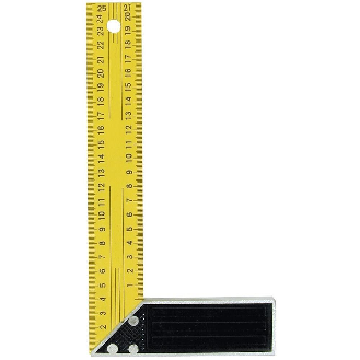 Equerre droite & d'onglet qualité import avec régle jaune, Longueur: 35 cm-Lire la description