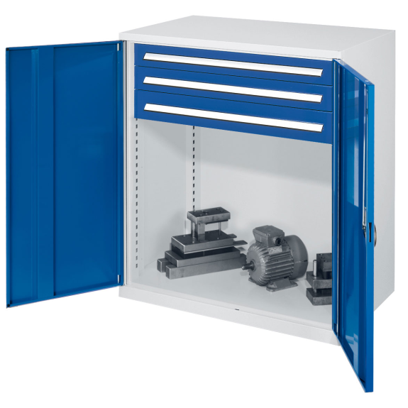 Kappes Schwerlast-Beistellschränke ohne Mitteltrennwand 1110x1000x600mm Modell 65 Vollblechtüren enzianblau-Beschreibung lesen