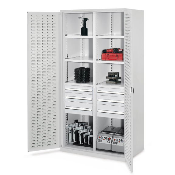 Schwerlastschrank mit Mitteltrennwand und Schlitzplattentüren 1950x1000x600mm-Beschreibung lesen