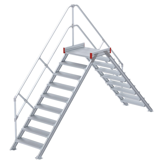 Euroline 512 Übergang 45° 600mm Stufenbreite 2x9 Stufen Alu gerieft-Beschreibung lesen