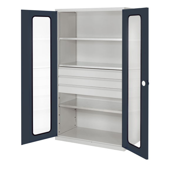 Großvolumenschrank mit Sichtfenstertüren 1950x1130x590mm-Beschreibung lesen
