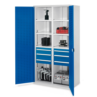 Kappes Schwerlastschränke mit Mitteltrennwand 1950x1000x600mm Schlitzplattentüren Modell 55 enzianblau-Beschreibung lesen