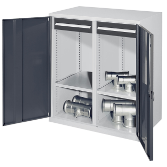 Kappes Schwerlast-Beistellschränke mit Mitteltrennwand 1110x1000x600mm Vollblechtüren Modell 73 anthrazitgrau-Beschreibung lesen