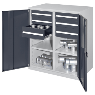 Kappes Schwerlast-Beistellschränke mit Mitteltrennwand 1110x1000x600mm Vollblechtüren Modell 71 anthrazitgrau-Beschreibung lesen