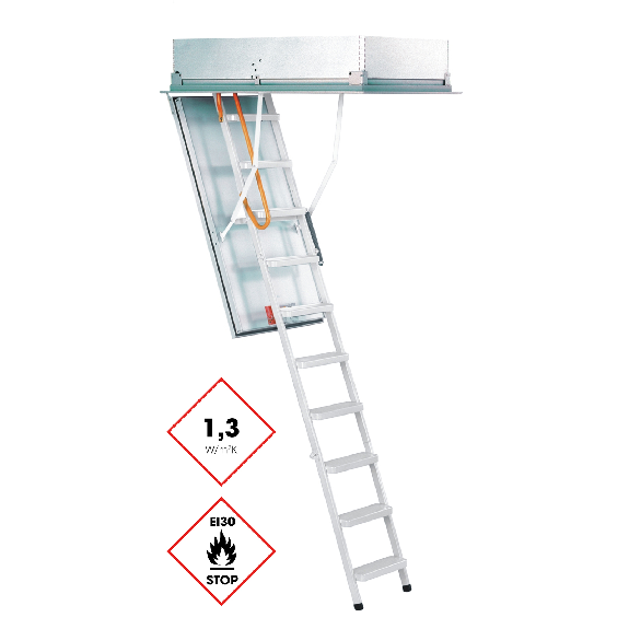 Minka Bodentreppe Type 12 Solid brandhemmend mit U-Wert 1,3 W/m2K bis 275cm Raumhöhe 130x70cm Deckenöffnung-Beschreibung lesen