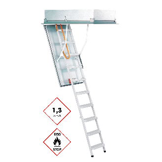 Minka Bodentreppe Type 12 Solid brandhemmend mit U-Wert 1,3 W/m2K bis 275cm Raumhöhe 130x70cm Deckenöffnung-Beschreibung lesen