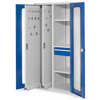Kappes RasterPlan Vertikalschränke 1950x1000x600mm Modell 82 Sichtfenstertüren enzianblau-Beschreibung lesen