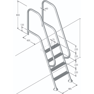 Eichenwald Poolleiter Modell 10 Florida Beckentiefe 1720mm Ausladung 800mm 6 Stufen-Beschreibung lesen