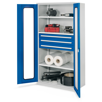 Kappes Schwerlastschränke ohne Mitteltrennwand 1950x1000x600mm Modell 43 Sichtfenstertüren enzianblau-Beschreibung lesen