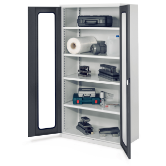 Robuster Schrank ohne Mitteltrennwand mit Sichtfenstertüren 1950x1000x600mm-Beschreibung lesen