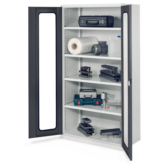 Robuster Schrank ohne Mitteltrennwand mit Sichtfenstertüren 1950x1000x600mm-Beschreibung lesen
