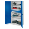 Schwerlastschrank ohne Mitteltrennwand 1950x1000x600mm mit Lochplattentüren enzianblau