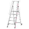Plattformleiter mit Kipprollen und langem Handlauf, 8 Stufen