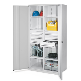 Schwerlastschrank mit Mitteltrennwand und Vollblechtüren 1950x1000x600mm-Beschreibung lesen