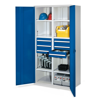 Kappes Schwerlastschränke mit Mitteltrennwand 1950x1000x600mm Vollblechtüren Modell 53 enzianblau-Beschreibung lesen