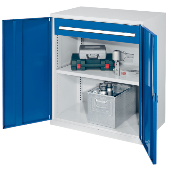 Kappes Schwerlast-Beistellschränke ohne Mitteltrennwand 1110x1000x600mm Modell 66 Vollblechtüren enzianblau-Beschreibung lesen