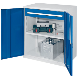 Kappes Schwerlast-Beistellschränke ohne Mitteltrennwand 1110x1000x600mm Modell 66 Vollblechtüren enzianblau-Beschreibung lesen