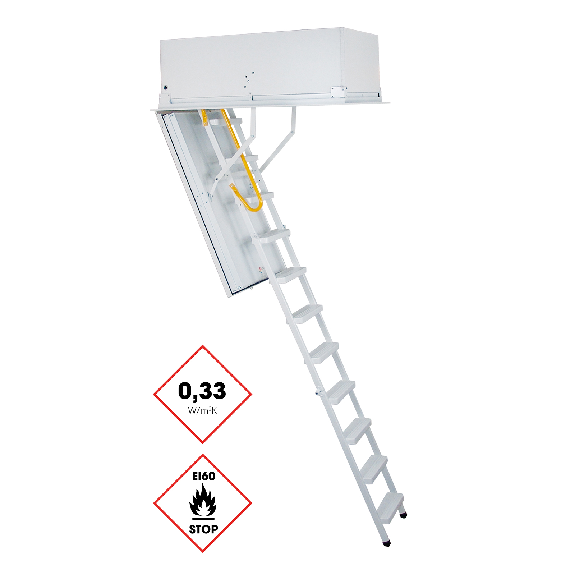 Minka Bodentreppe Type 1 Passiv Plus brandhemmend mit U-Wert 0,33 W/m2K Deckenöffnung 130x70cm Raumhöhe bis 295cm-Beschreibung lesen