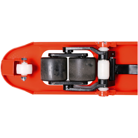 Schefer Gabelhubwagen Premium mit Schnellhub und Polyurethan Lenkräder und tandem Gabelrollen Tragkraft 2500kg-Beschreibung lesen