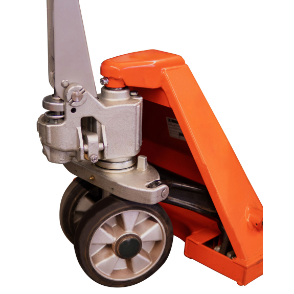 Schefer Gabelhubwagen Premium mit Schnellhub und Polyurethan Lenkräder und tandem Gabelrollen Tragkraft 2500kg-Beschreibung lesen
