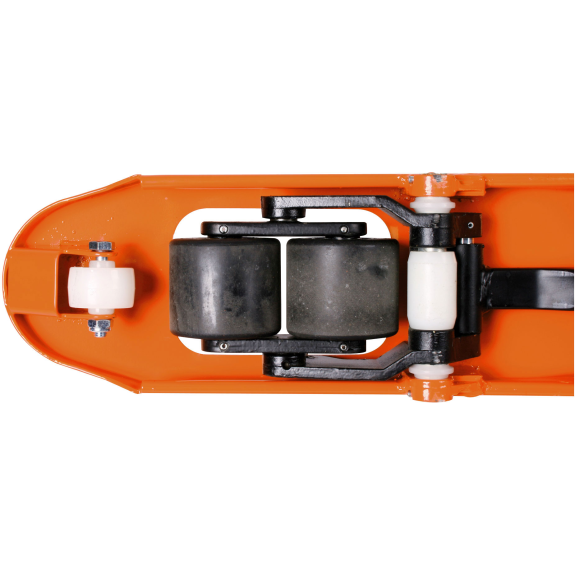 Schefer Gabelhubwagen Premium mit Schnellhub und Polyurethan Lenkräder und tandem Gabelrollen Tragkraft 2500kg-Beschreibung lesen