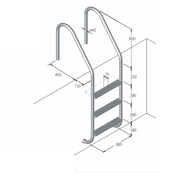 Eichenwald Poolleiter Modell 05 Marina Beckentiefe 1620mm 5 Stufen-Beschreibung lesen