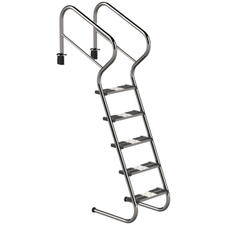 Eichenwald Poolleiter Modell 53 Treppenleiter mit Sicherheitsstufe Leiterlänge 1562mm 5 Stufen-Beschreibung lesen