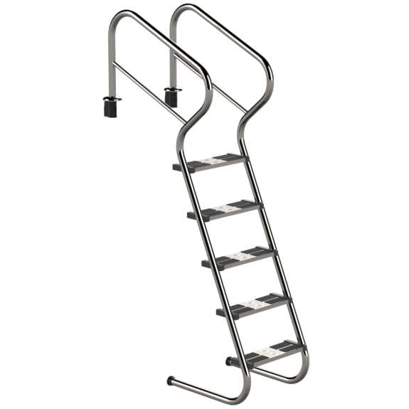 Eichenwald Poolleiter Modell 53 Treppenleiter mit Sicherheitsstufe Leiterlänge 1562mm 5 Stufen-Beschreibung lesen